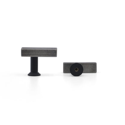 Mod t-knob in weathered nickel and matte black - modern hardware for cabinets and doors