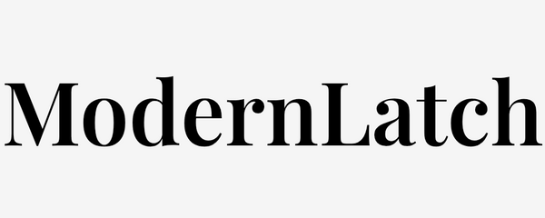 ModernLatch logo for cabinet hardware store - matte black lettering on white background