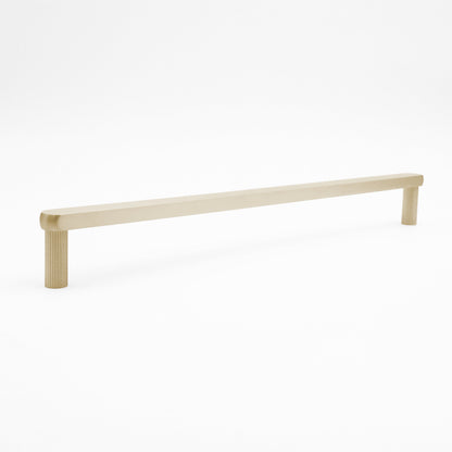 Ripped appliance pull in satin brass - faceted texture on stems for modern doors