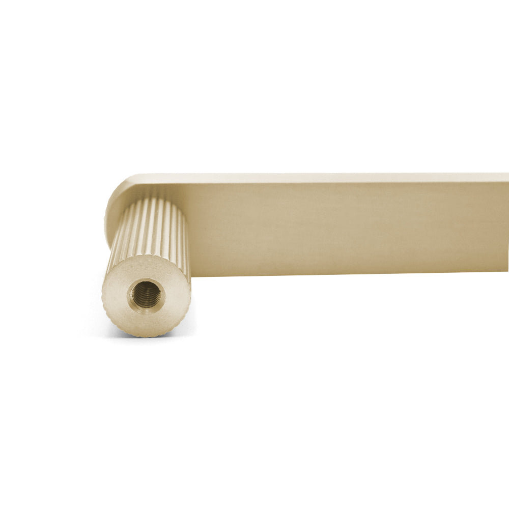 Ribbed appliance pull in satin brass - contemporary door handle for appliances