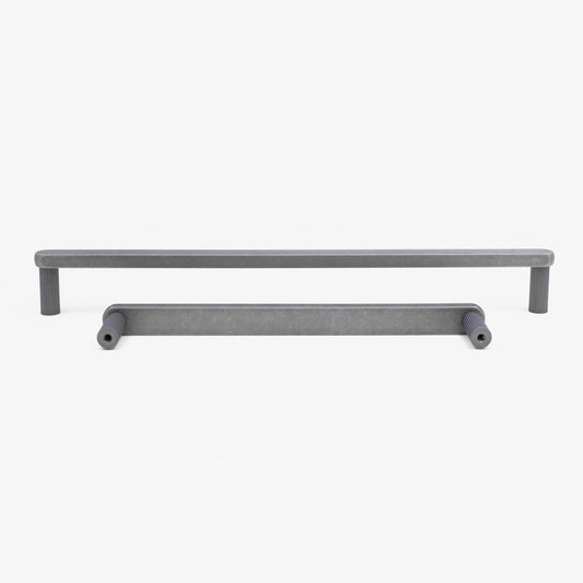 Ribbed appliance pulls in weathered nickel - modern hardware for appliances in kitchen
