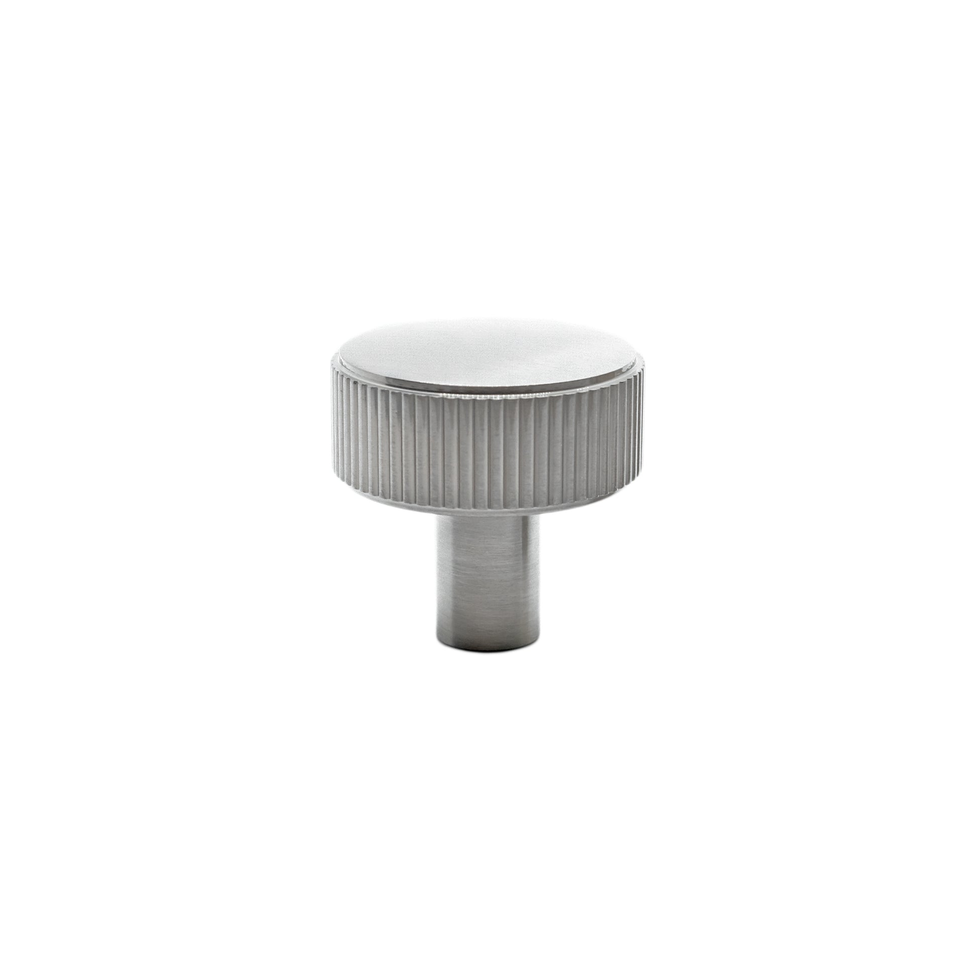 Textured ribbed knob in satin nickel  contemporary hardware for modern cabinets