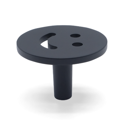 Smiley knob in matte black -modern knob for modern cabinets