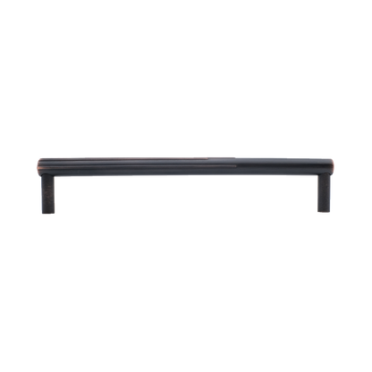Sunburst appliance pull in venetian bronze -etched detail with geometric design