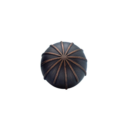 Sunburst knob in venetian bronze - etched angular detail on modern round knob