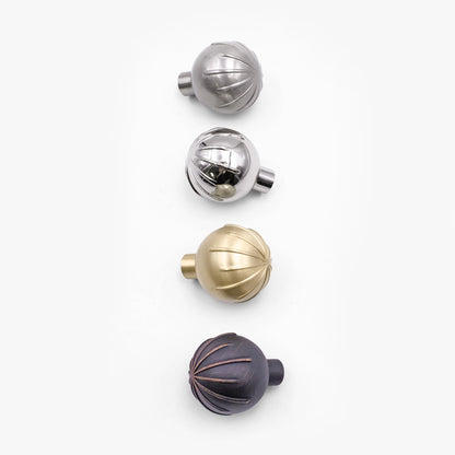 Sunburst cabinet knobs in nickel, brass, bronze, and polished finishes
