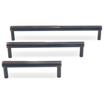 Sunburst pulls in venetian bronze - modern hardware with etched detail