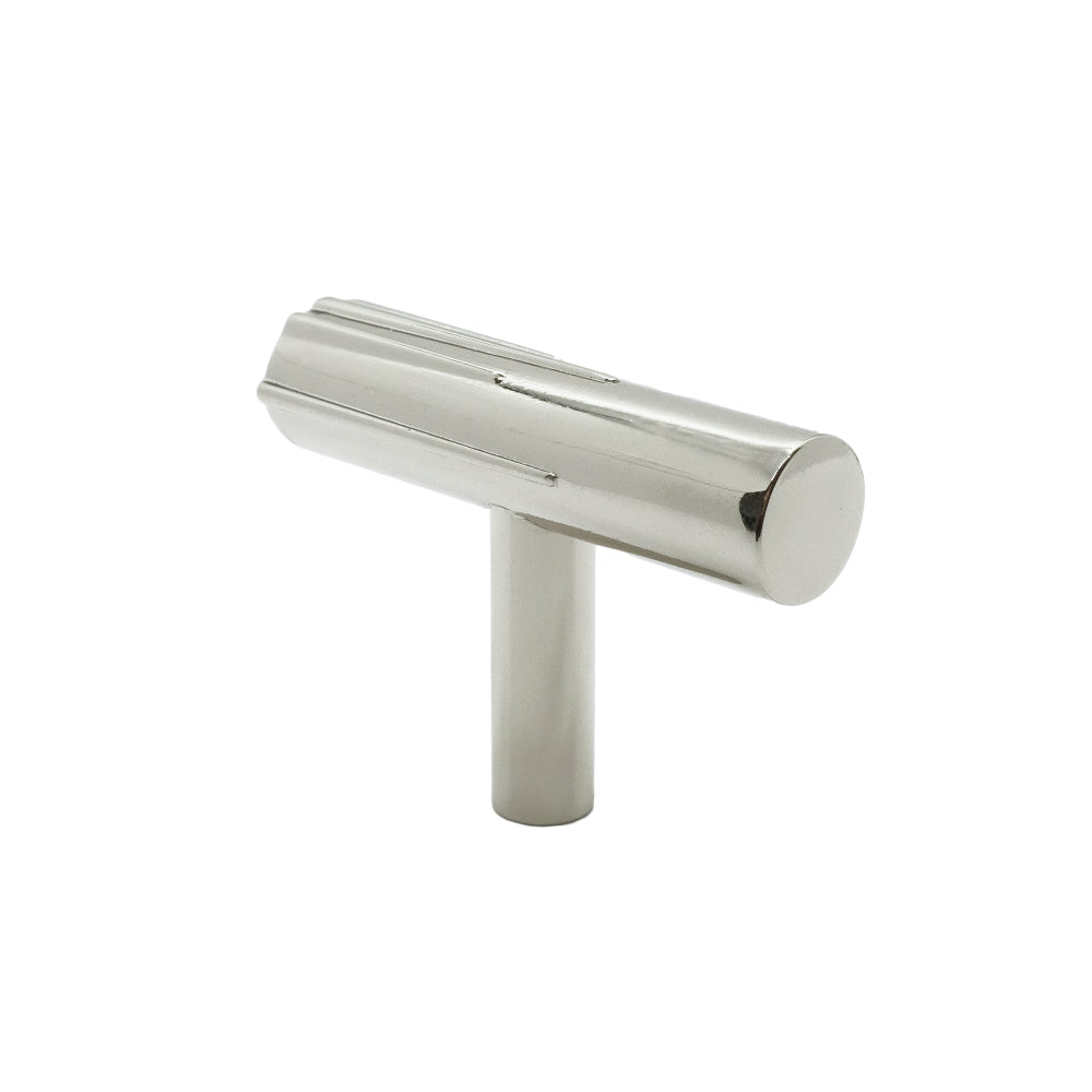 Sunburst T-Knob in polished nickel - modern minimal t-bar design