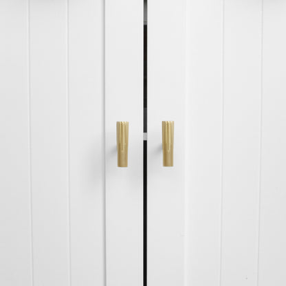 Sunburst T-Knobs in satin brass for modern shaker cabinets