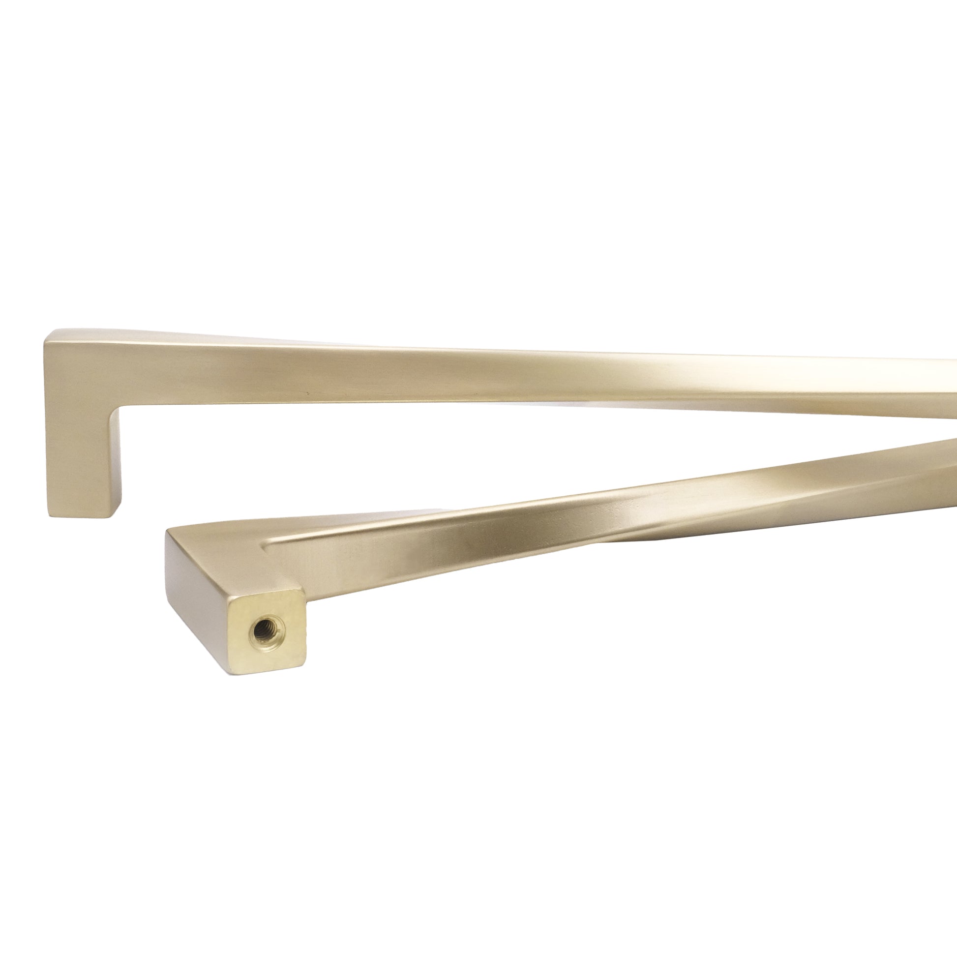 Twist appliance pull in satin brass - angular square shaped handle