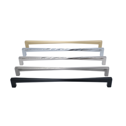 Twist cabinet pulls in modern finishes - oversided hardware for large drawers and doors
