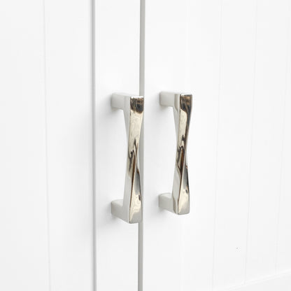 Twist cabinet pulls in polished nickel - geometric shape for modern drawers