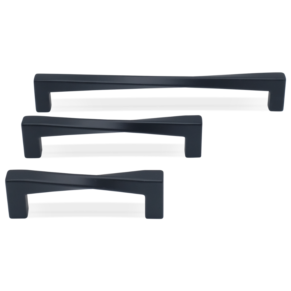 Twist pull in matte black - squared pull with slight curves for modern design