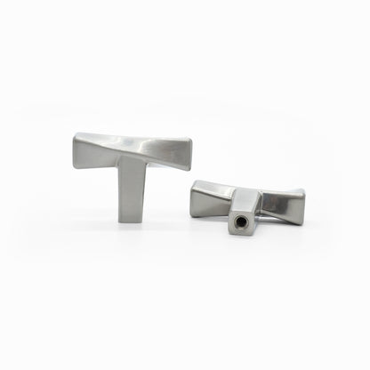 Twist t-knob in satin nickel - modern stainless quality finish
