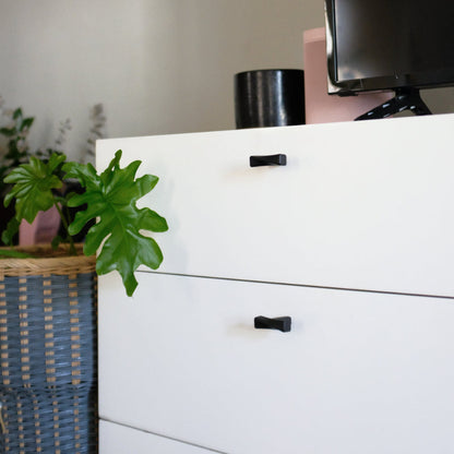 Twist t-knobs in matte black - modern hardware for cabinet drawers
